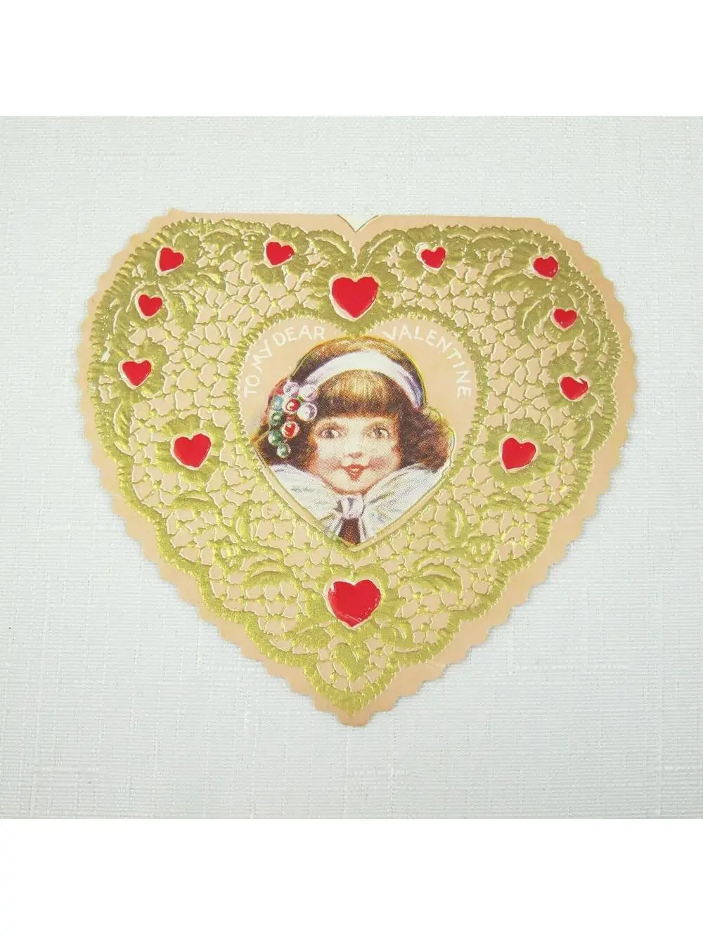 Lot 2 Vintage Valentine Die cut Fold Girl Angels Gold Embossed 1920-30s UNSIGNED